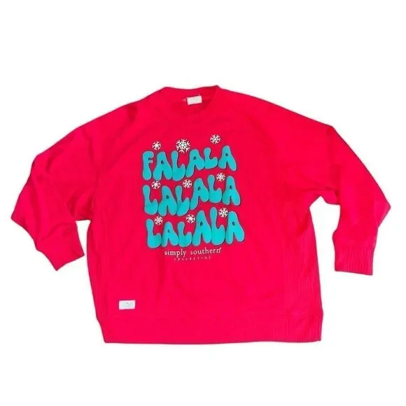 Simply Southern Women's Falala Holiday Long Sleeve Sweatshirt Size Large - Picture 2 of 7